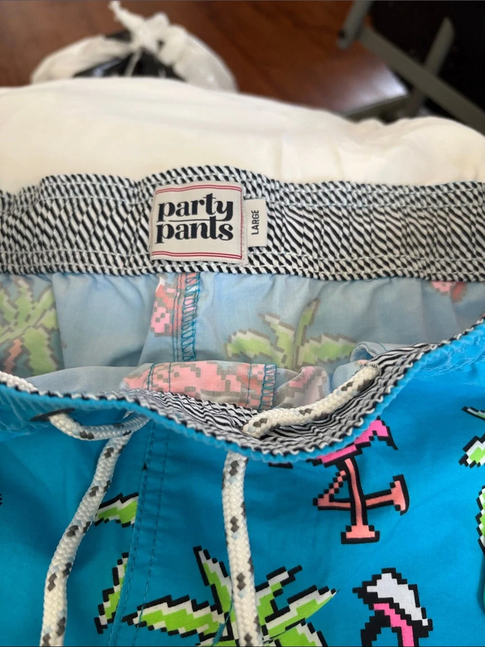 Bright Blue Flamingo Print Swim Shorts - Premium Vacation